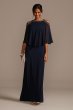 Embellished Cold Shoulder Chiffon Capelet Dress 1351319