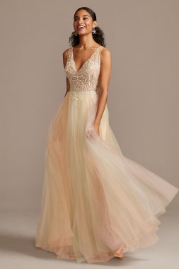 Embellished Illusion Multi-Color Tulle Ball Gown 2011P1012