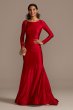 Long Sleeve Sateen Mermaid Gown with Lace-Up Back 2125BN