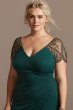 Embellished Cap Sleeve Ruched Plus Size Gown 2523XW