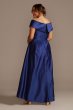 Satin Plus Size Ball Gown with Portrait Collar 3476XW