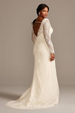 Illusion Sleeve Faux Wrap Tall Plus Wedding Dress 4XL8MS251219