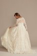 Long Sleeve Beaded Lace Tall Plus Wedding Dress 4XL8SLCWG780