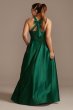 Satin Halter Plus Size Gown with Bow Back Detail 5752TP9W