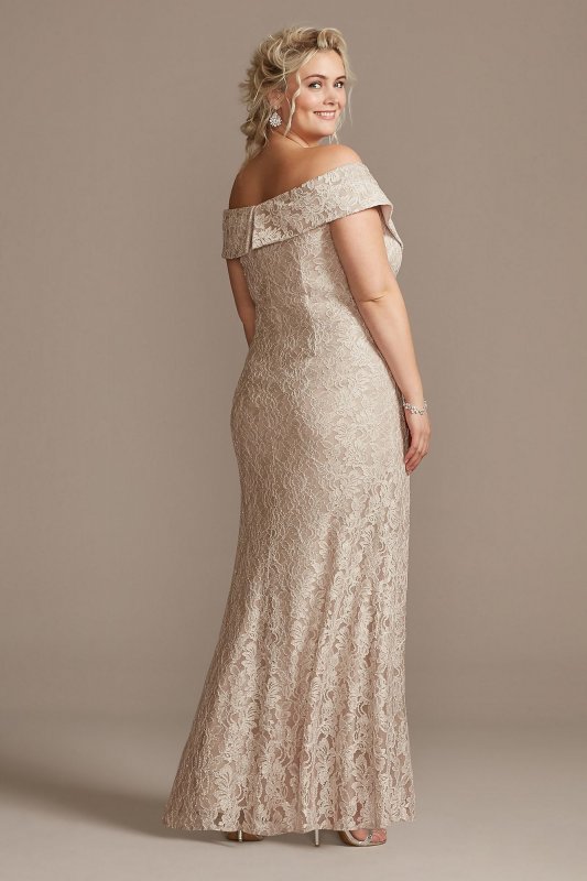 Off the Shoulder Embellished Detail Plus Size Gown 84122267