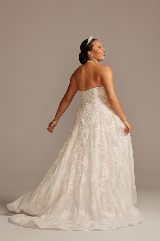 Beaded Lace Halter A-line Plus Size Wedding Dress 8CWG848