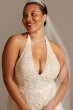 Beaded Lace Halter A-line Plus Size Wedding Dress 8CWG848