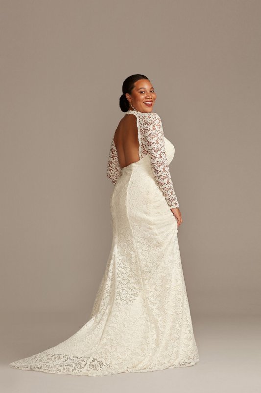 Long Sleeve Venice Lace Plus Size Wedding Dress 8MS251217