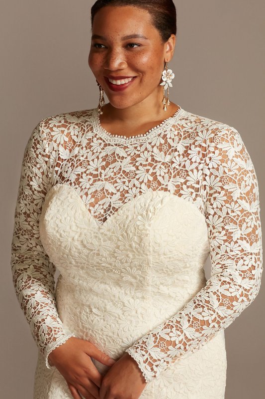 Long Sleeve Venice Lace Plus Size Wedding Dress 8MS251217