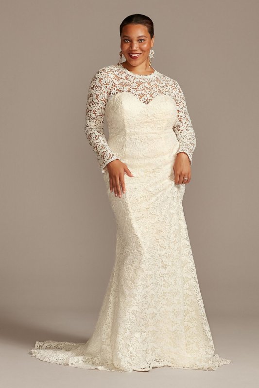 Long Sleeve Venice Lace Plus Size Wedding Dress 8MS251217