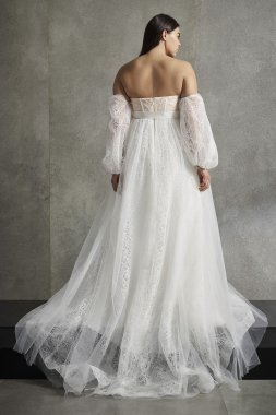 Scalloped A-Line Wedding Dress with Double Straps AB202001