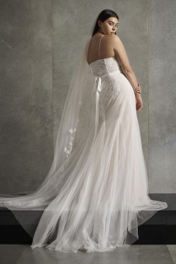 V-Neck Cap Sleeve Wedding Dress CWG748