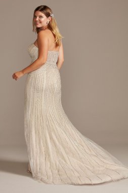 Deco Beaded Plus Size Lace Sheath Wedding Dress 9SWG829