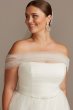 Off Shoulder Pleated Tulle Plus Size Wedding Dress 9WG3976