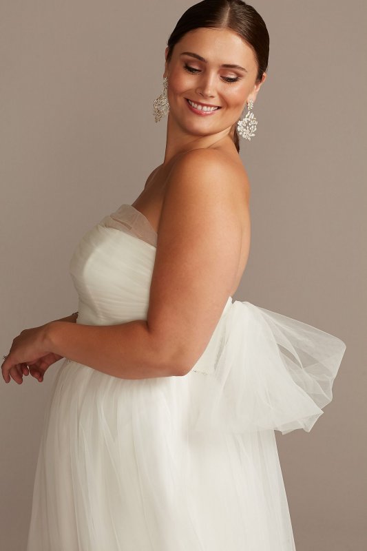 Off Shoulder Pleated Tulle Plus Size Wedding Dress 9WG3976