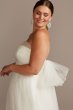 Off Shoulder Pleated Tulle Plus Size Wedding Dress 9WG3976