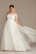 Off Shoulder Pleated Tulle Plus Size Wedding Dress 9WG3976