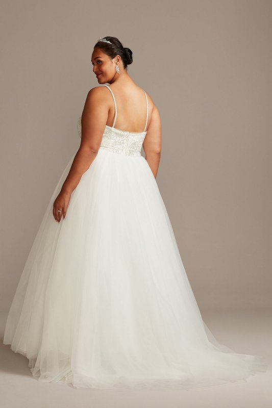 Crystal Floral Bodice Plus Size Wedding Dress 9WG3996