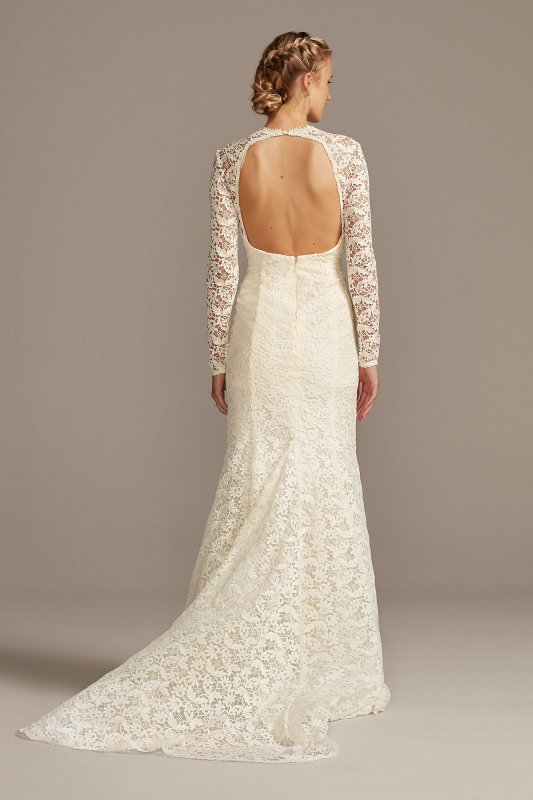 Long Sleeve Illusion Venice Lace Wedding Dress MS251217