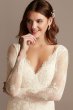 Illusion Long Sleeve Faux Surplice Wedding Dress MS251219