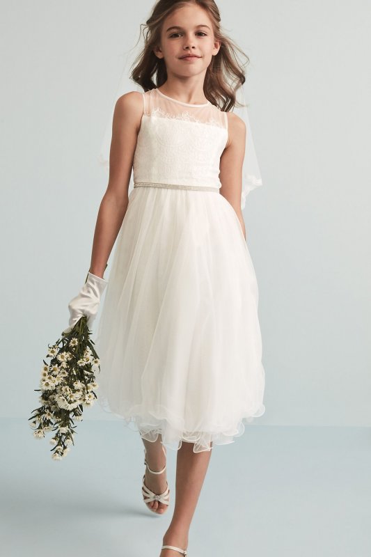 Lace Bodice Flower Girl Dress with Crystal Sash OP267