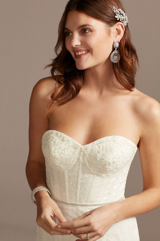 Allover Sequin Corset Wedding Dress with Beading SWG854