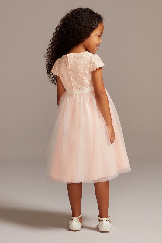 Lace Overlay Cap Sleeve Flower Girl Dress UF271