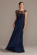 Illusion Embellished Bodice Gown with Cap Sleeves VC1038V2