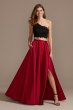 Asymmetric Lace Crop Top and Satin Split Skirt Set WBM1795RW