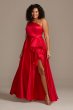 One Shoulder Asymmetric Plus Size Cascade Gown WBM1870W