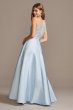 Satin Illusion Accent V-Neck Gown with Lace Back X44791DQG5