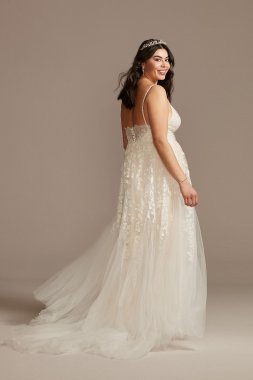 Tea-Length Pleated 3/4 Sleeve Wedding Dress BKQ19606MDBR