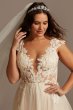 Cap Sleeve Lace Appliqued Plus Size Wedding Dress 9SWG862