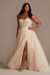 Floral Plus Size Wedding Dress with Metallic Tulle 9SWG871