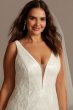 Beaded Illusion Plunge Plus Size Wedding Dress 9SWG873