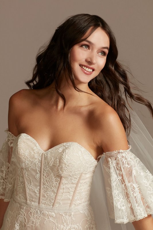 Corset Lace Wedding Dress with Removable Sleeves MS161231
