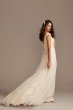 Cap Sleeve Dot Trim Point DEsprit Wedding Dress MS251230