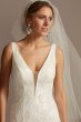 Geometric Beaded Illusion Plunge Wedding Dress SWG873