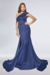 Asymmetrical Off-Shoulder Matte Satin Gown 1921E0098