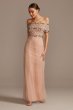 Beaded Bodice Mesh Overlay Off Shoulder Gown Marina 264432D