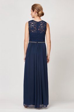 Illusion Lace A-Line Dress with Sparkle Waist 81122338