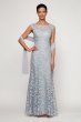 Floral Embroidered Mermaid Dress with Shawl 8117912