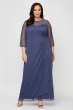 3/4 Beaded Sleeve Ruched Cascade Plus Size Dress 8432963