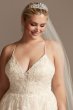 Floral Applique Bead Strap Plus Size Wedding Dress 8CWG879