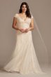 Cap Sleeve Point DEsprit Plus Size Wedding Dress 8MS251230