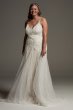 Floral Applique Plus Overdress Wedding Dress 8VW351562