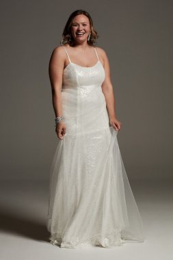 Wedding Dress Tulle Sequin Plus Slip Dress 8VW351644
