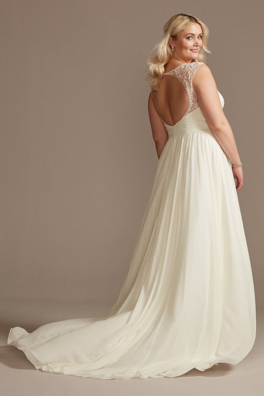 Beaded Cutout Back Chiffon Plus Size Wedding Dress 9WG4003