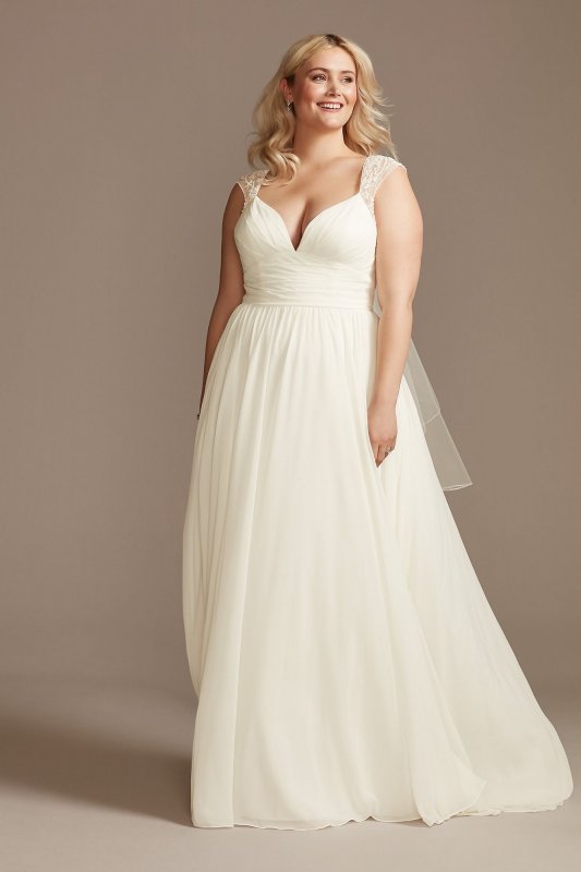 Beaded Cutout Back Chiffon Plus Size Wedding Dress 9WG4003