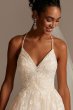 Large Floral Applique Beaded Strap Wedding Dress CWG879